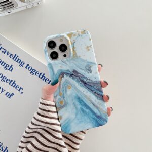 iPhone 12/12 Pro Glitter Marble cover Platinum Blå