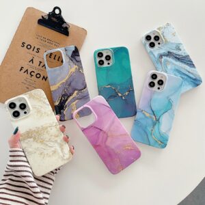 iPhone 12 / 12 Pro Glitter Marble Cover Grey platinum