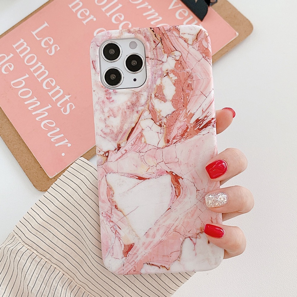iPhone 14 Plus Marble Frosted Cover Pink