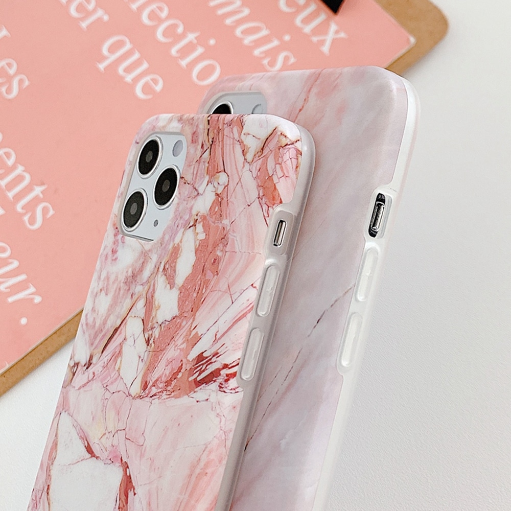 iPhone 14 Plus Marble Frosted Cover Pink