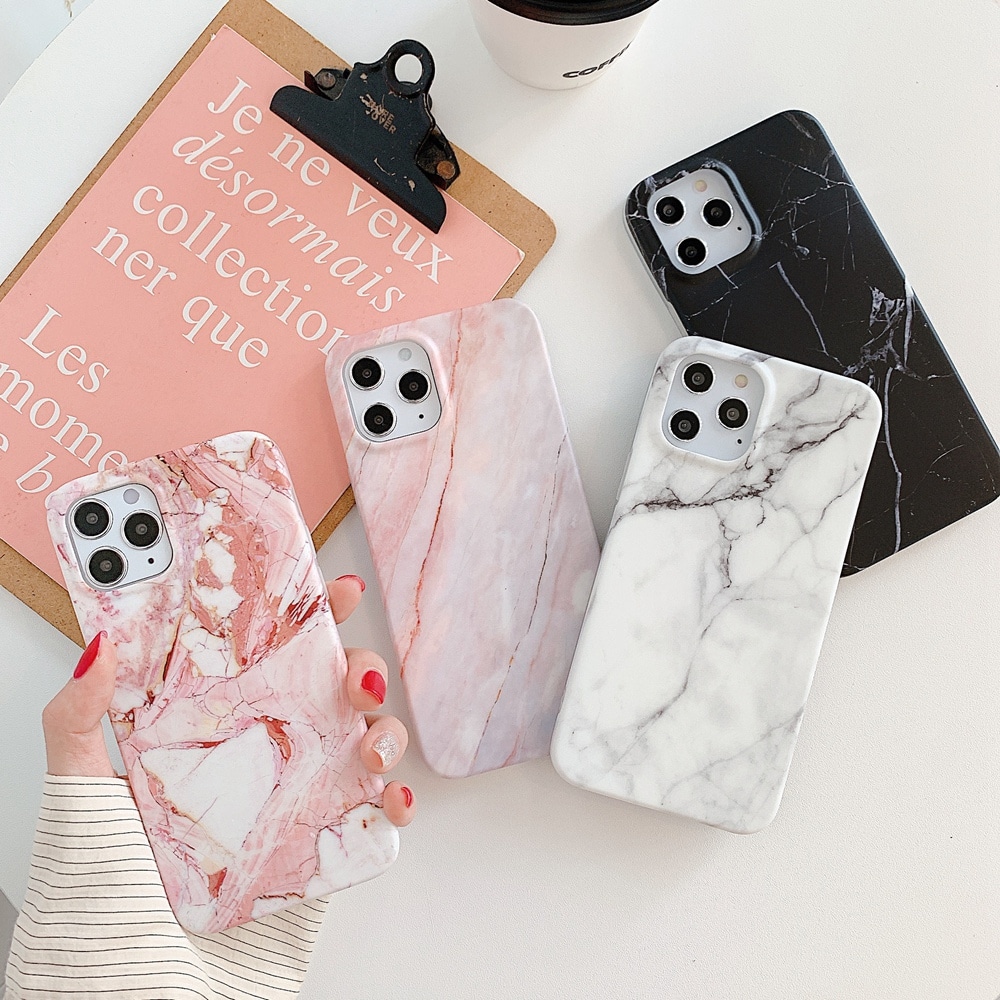 iPhone 13 Marble Frosted Cover Pink