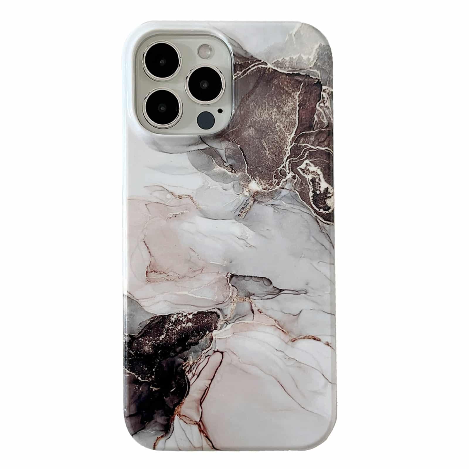 iPhone 13 Pro 2 i 1 Aftagelig Marble Pattern Cover Sort og Hvid