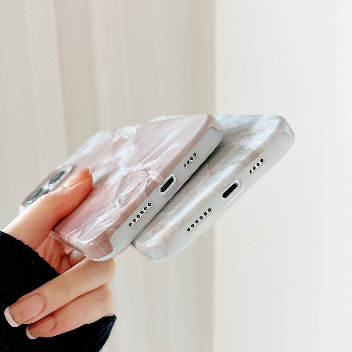 iPhone 11 2 i 1 Aftagelig Marble Pattern Cover Grå