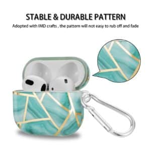 AirPods 3 Electroplate Marble Pattern Case med krog - Grøn