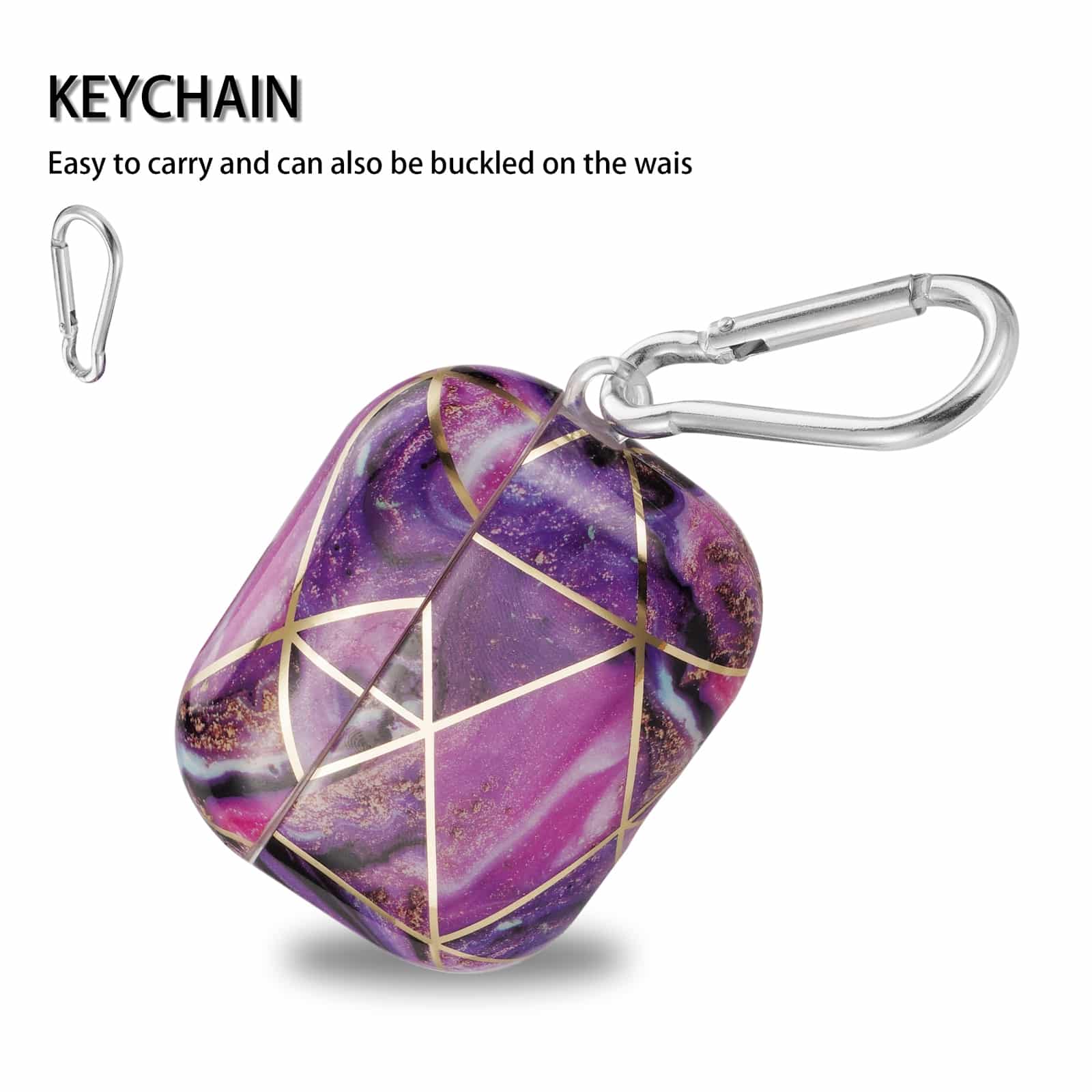 AirPods Pro Electroplate Marble Pattern Case med krog - Pink