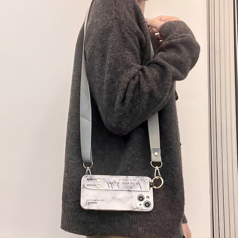 iPhone 12 Pro Marble Lanyard Cover Grøn