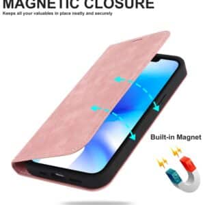 iPhone 14 Plus MagSafe læder flipcover - Pink