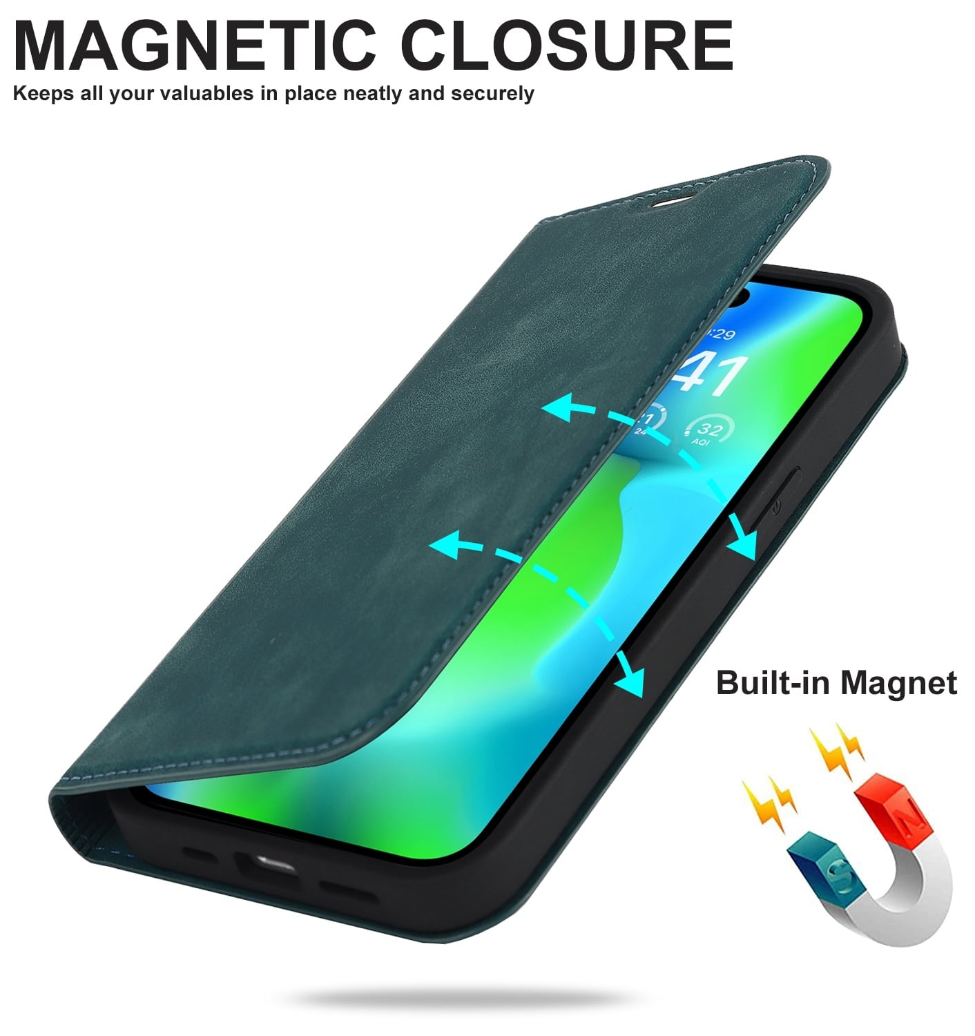 iPhone 14 Pro MagSafe læder flipcover - Blå