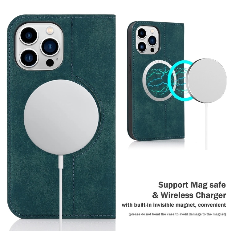 iPhone 14 Pro MagSafe læder flipcover - Blå