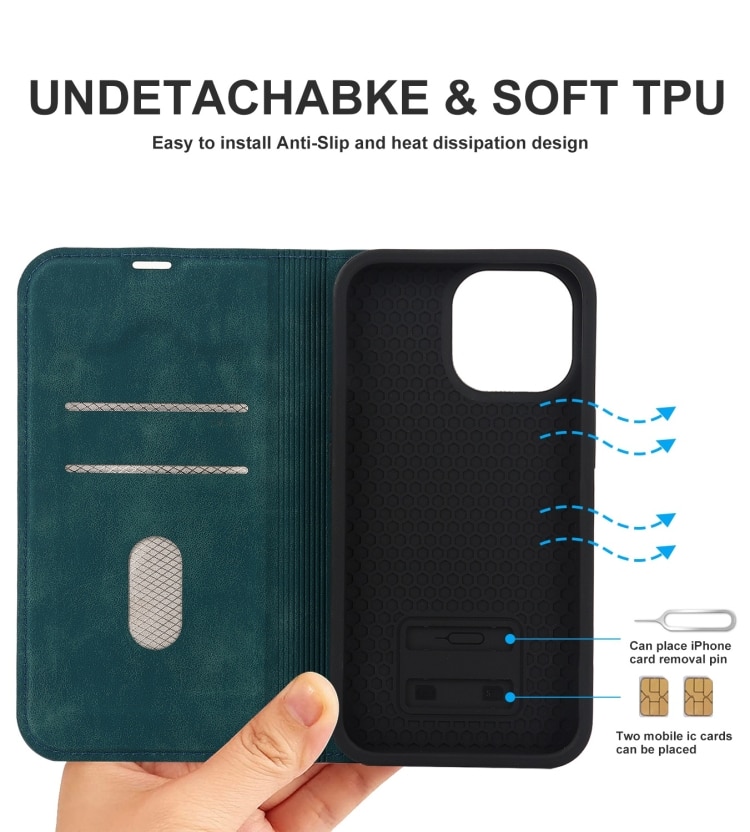 iPhone 14 Pro MagSafe læder flipcover - Blå