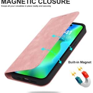 iPhone 14 Pro MagSafe læder flipcover - Pink