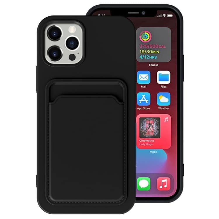 iPhone 12 Pro cover med kort holder Sort.